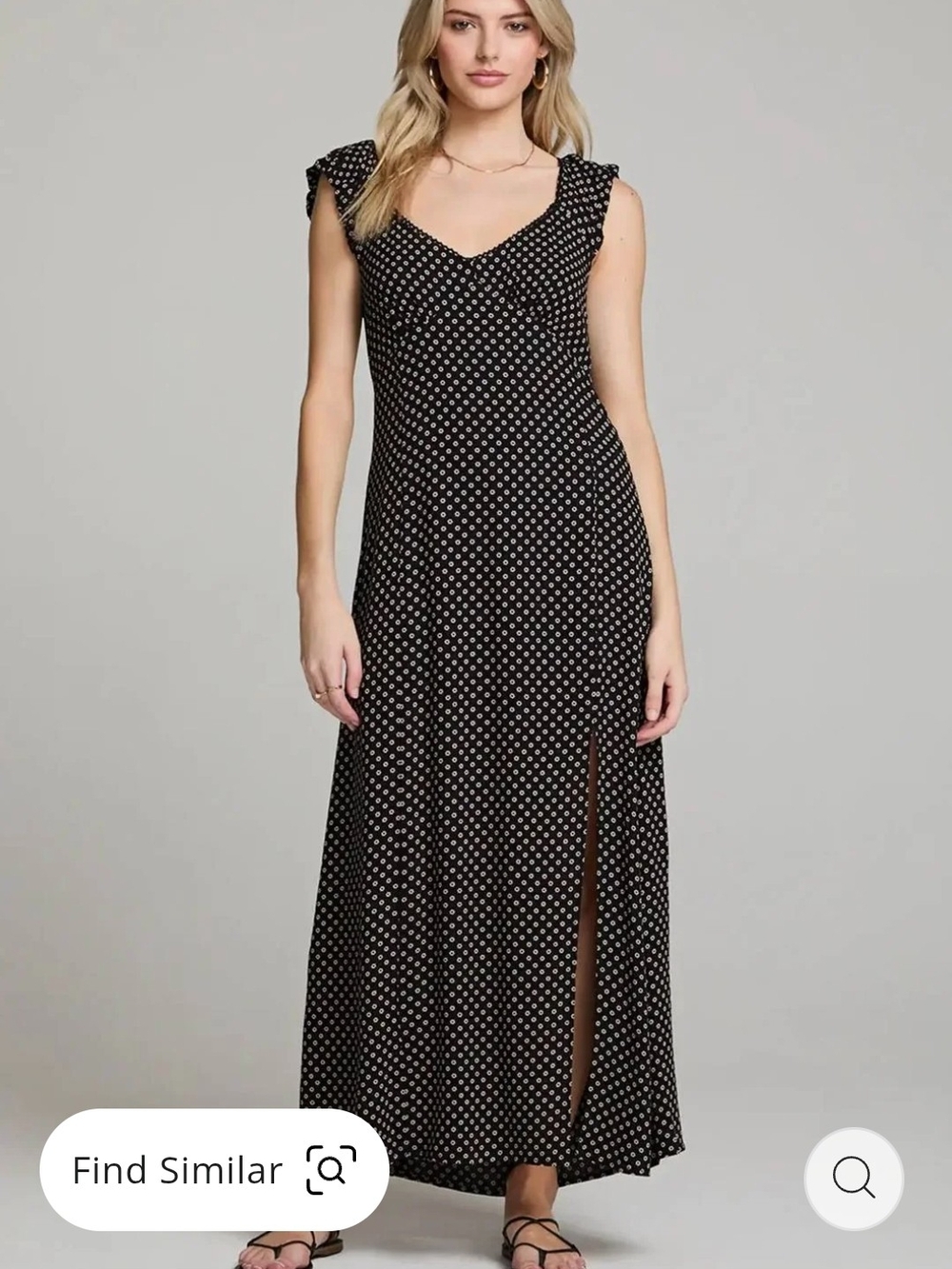 Black Polka Dot Maxi Dress with Slit